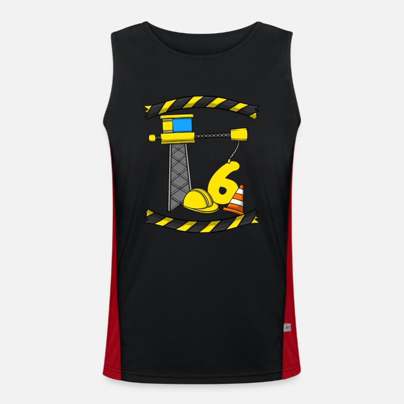 Construction Birthday Crane Worker 6th Birthday Men's Functional Contrast Tank Top 