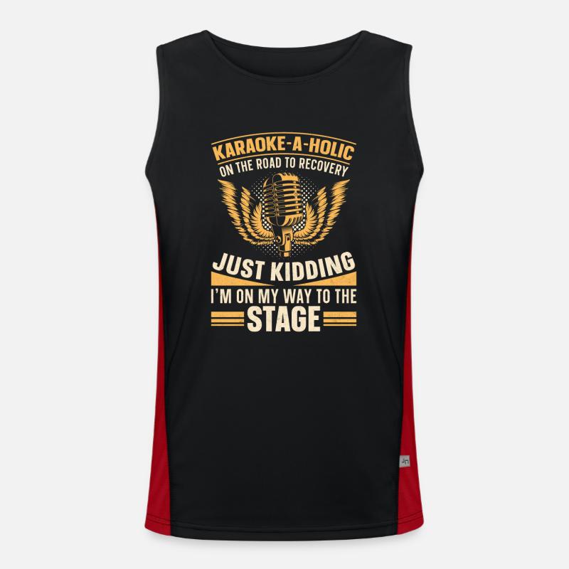 Karaoke Singer Karaoke-A-Holic On Men's Functional Contrast Tank Top 