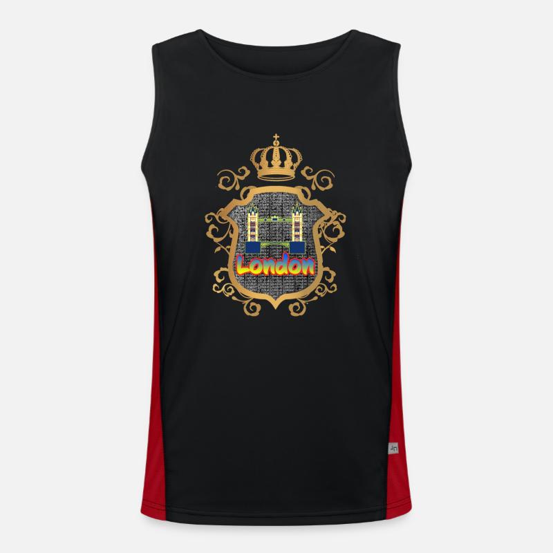 London Tower Bridge Shield Design Men's Functional Contrast Tank Top 