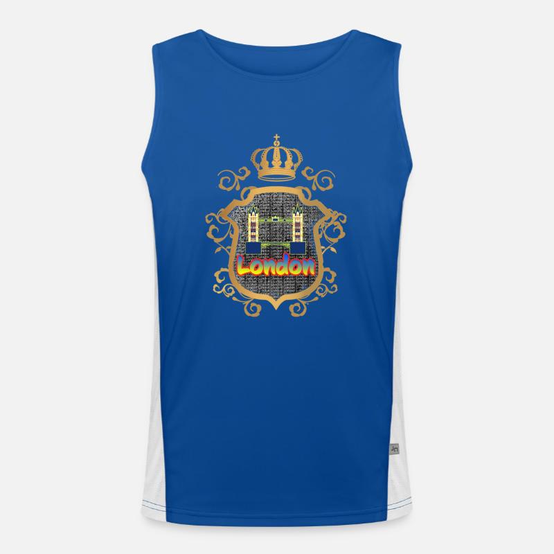 London Tower Bridge Shield Design Men's Functional Contrast Tank Top 