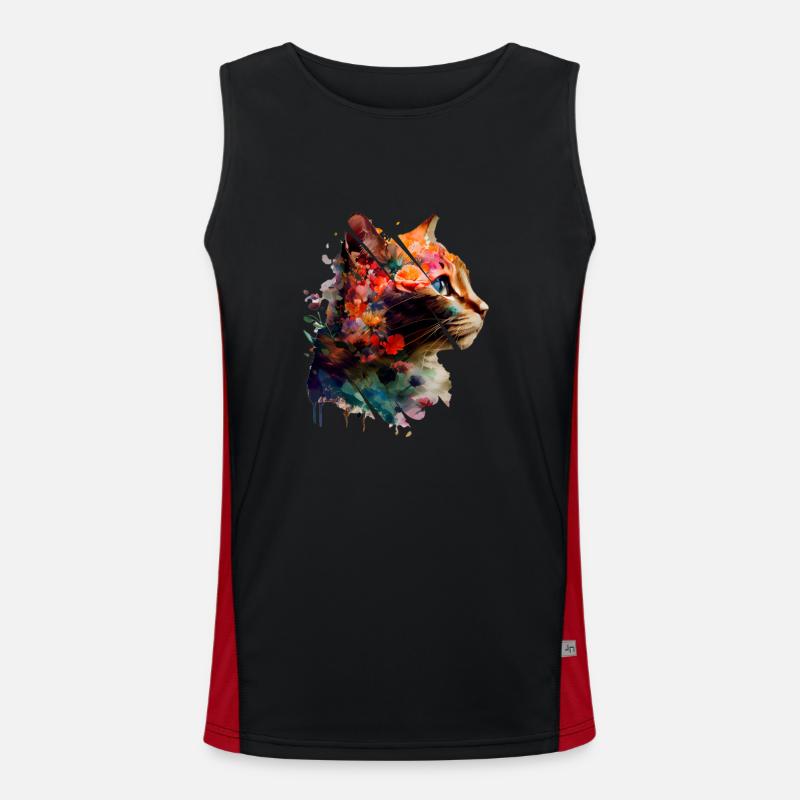 Katze und Blumen Funktionelles Kontrast-Tank Top für Männer 