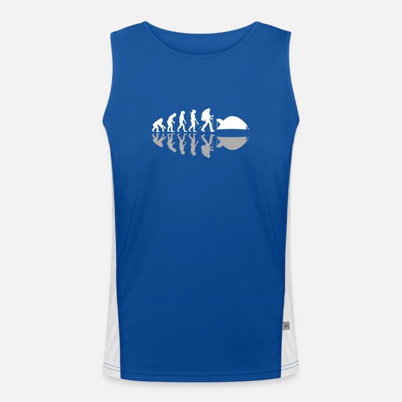 Human Evolution Funny Camping Camper Adventure Funktionelles Kontrast-Tank Top für Männer 