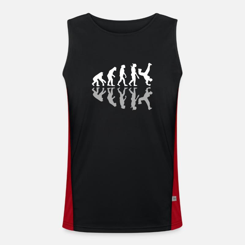 Breakdancing Human Evolution Dancer Breakdance - Men's Functional Contrast Tank Top - black/red