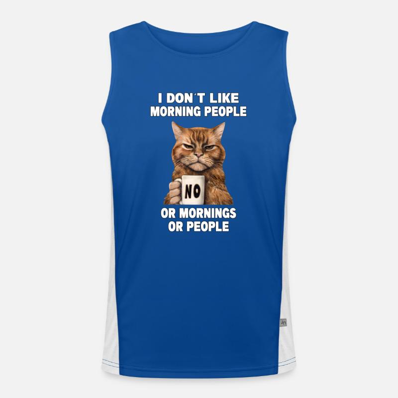 Ne pas aimer les gens du matin Grumpy Funny Cat Débardeur respirant contrasté Homme 