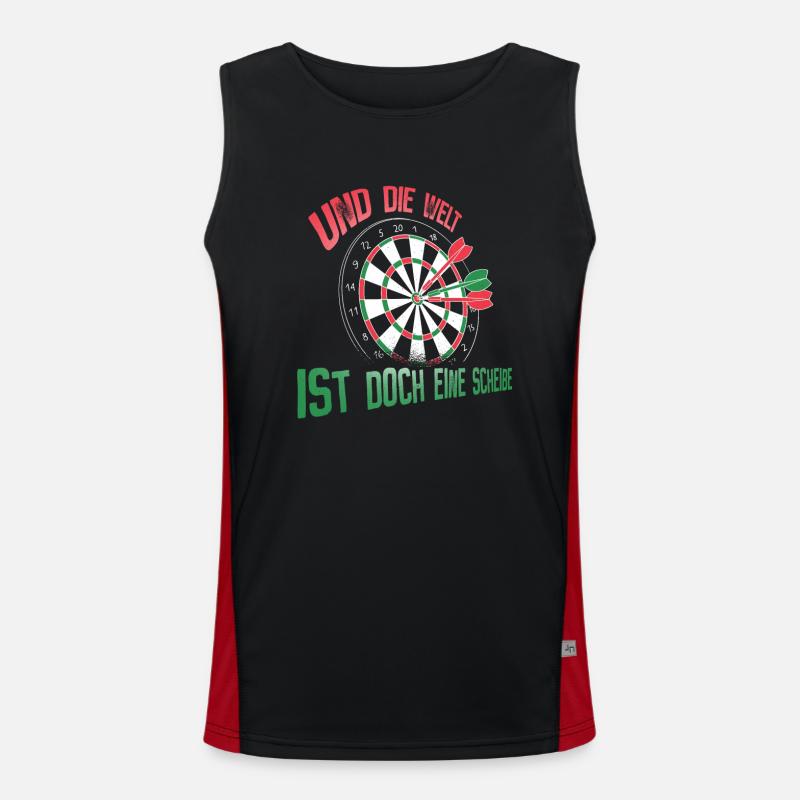 Welt ist doch eine Scheibe – Dartscheibe Funktionelles Kontrast-Tank Top für Männer 