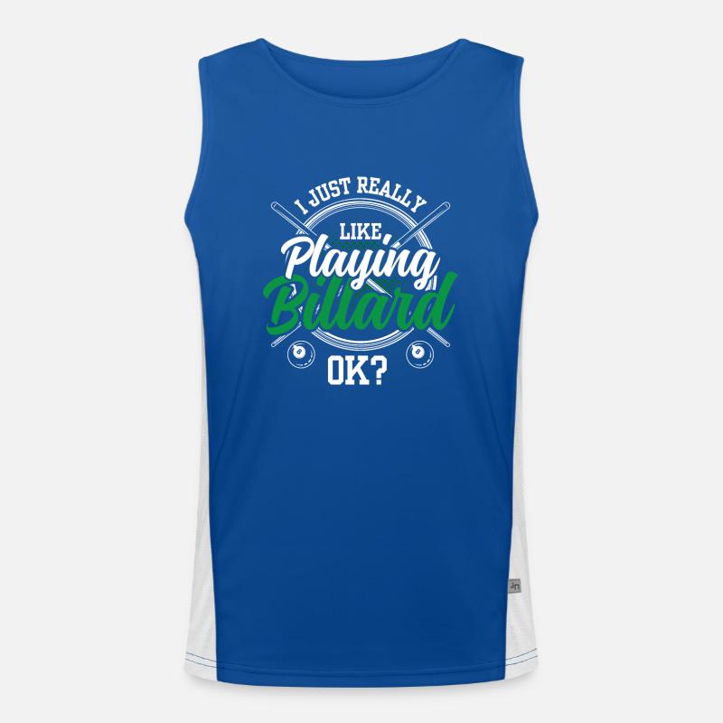 Ich Spiele Einfach Gerne Billard Ok Billiard Pool Funktionelles Kontrast-Tank Top für Männer 