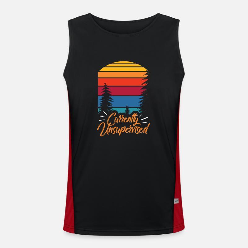 Currently unsupervised sarcastically unsupervised - Men's Functional Contrast Tank Top  - black/red