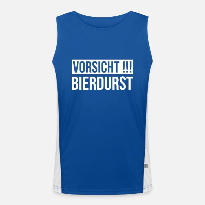 Vorsicht Bierdurst Funktionelles Kontrast-Tank Top für Männer 