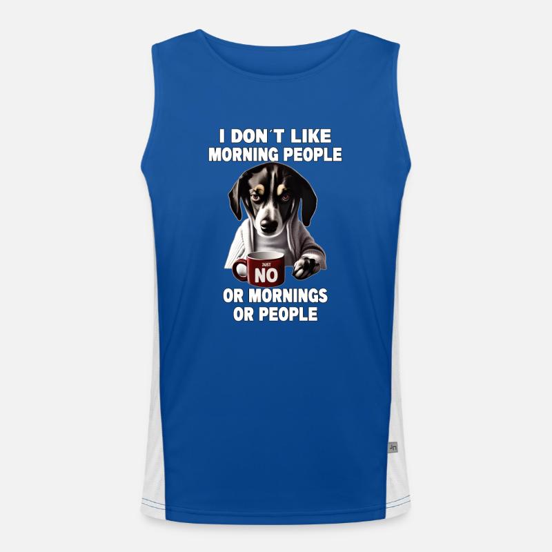 Ne pas aimer les gens du matin Grumpy Funny Dog Débardeur respirant contrasté Homme 