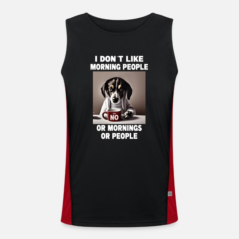 Ne pas aimer les gens du matin Grumpy Funny Dog Débardeur respirant contrasté Homme 