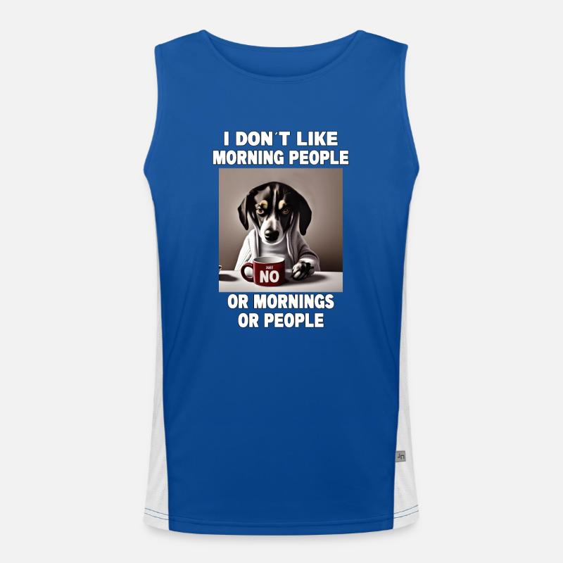 Dont like morning people Grumpy Funny Dog Men's Functional Contrast Tank Top 