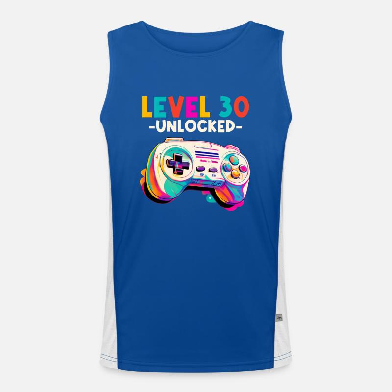 Level 30 Years Gaming 30s 30s Birthday Men's Functional Contrast Tank Top 