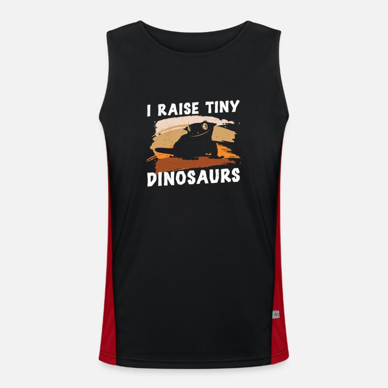 Crested Gecko Funny I Raise Tiny Dinosaurs Eyelash Men's Functional Contrast Tank Top 