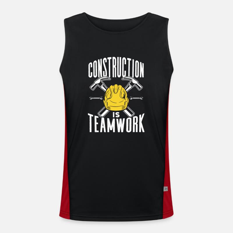 Le travail de construction est un travail d’équipe Chantier de construction Travail d’équipe Construction Débardeur respirant contrasté Homme 