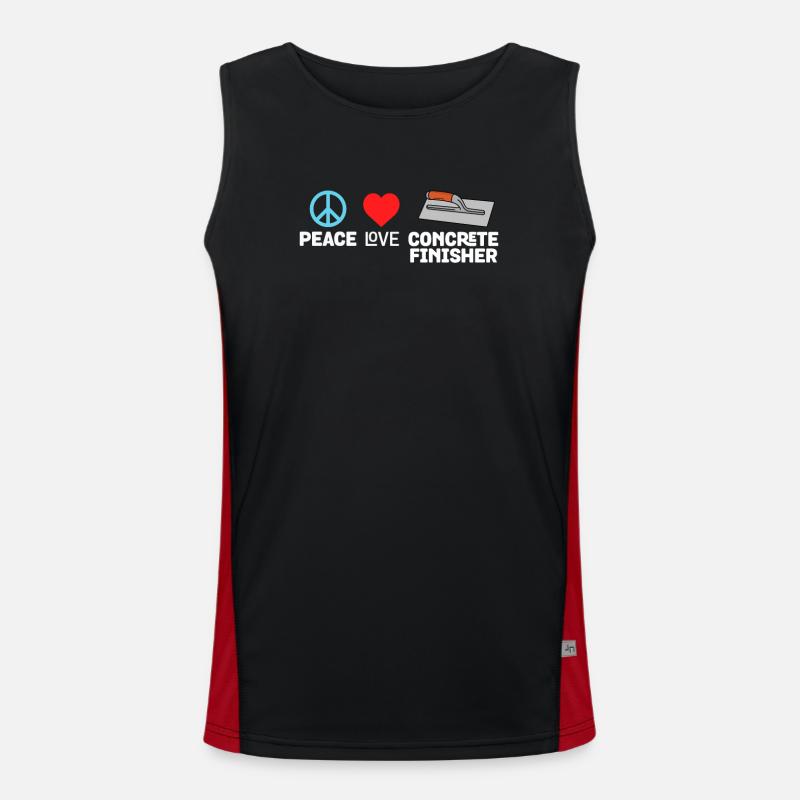 Peace Love Concrete Finisher Construction Worker Men's Functional Contrast Tank Top 