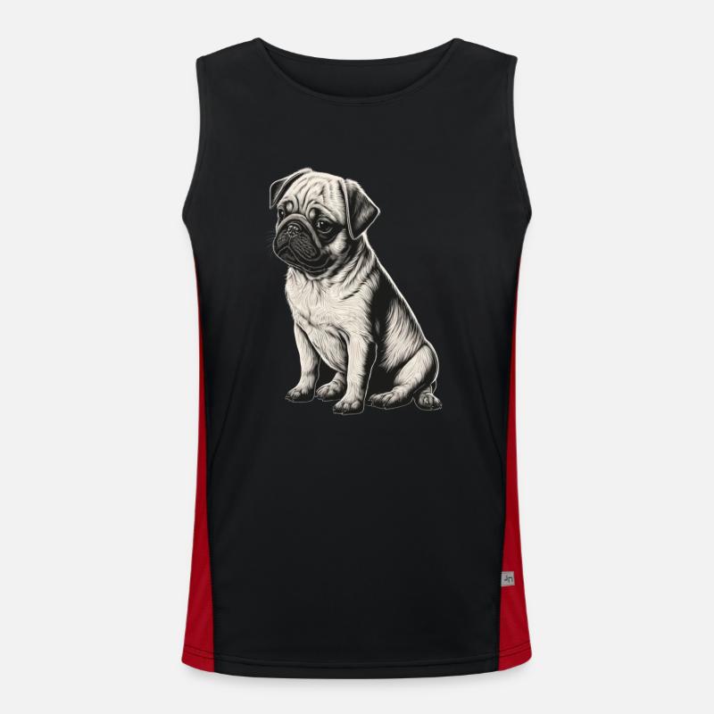 Schwarz weißer Mops Funktionelles Kontrast-Tank Top für Männer 