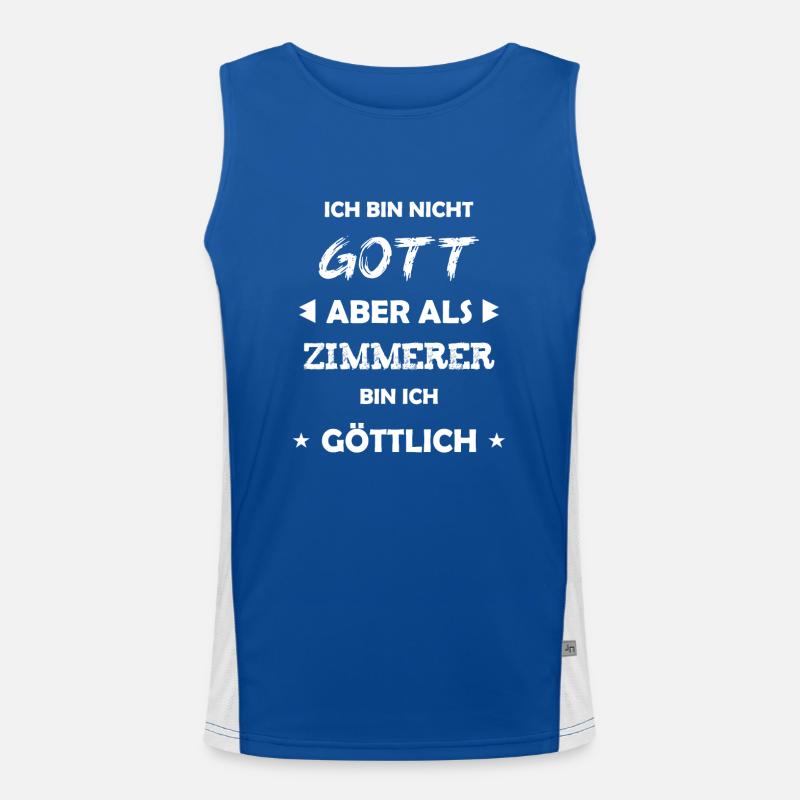 Zimmerer Geschenk Spruch Funktionelles Kontrast-Tank Top für Männer 