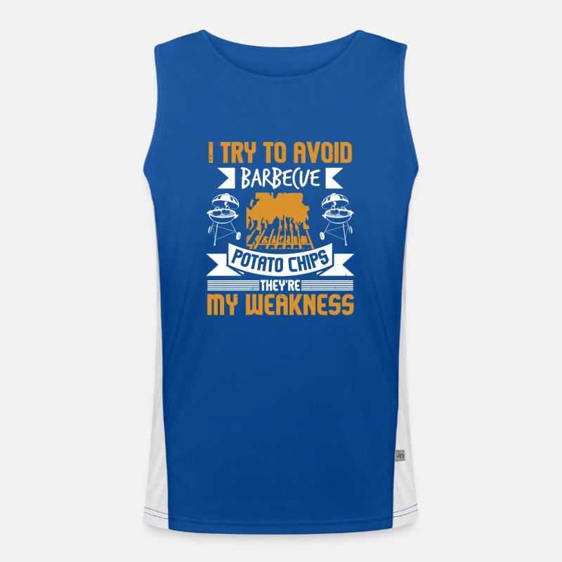 I TRY TO AVOID BARBECUE POTATO CHIPS THEY ARE MY Men's Functional Contrast Tank Top 