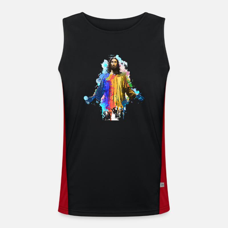 Farbenfroher Jesus Funktionelles Kontrast-Tank Top für Männer 