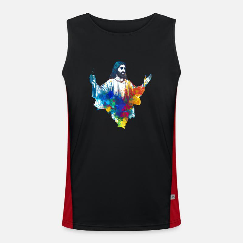Farbenfroher Jesus Funktionelles Kontrast-Tank Top für Männer 