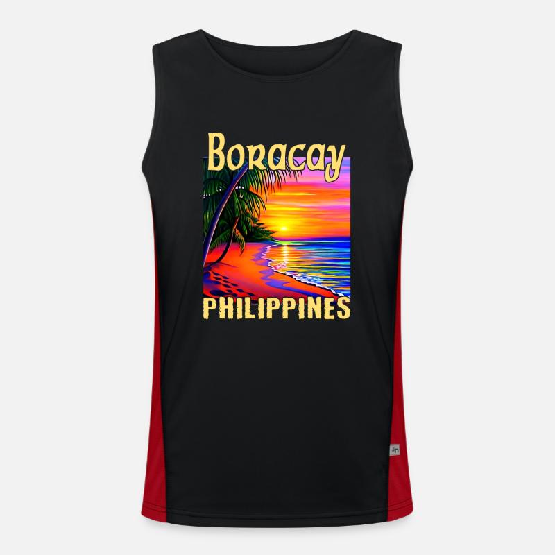 Boracay Philippines Coucher de soleil Débardeur respirant contrasté Homme 