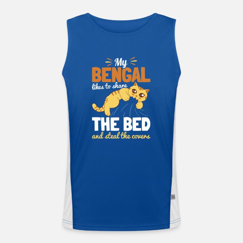 Bengal chat dans le lit chat maman chat papa geschen Débardeur respirant contrasté Homme 