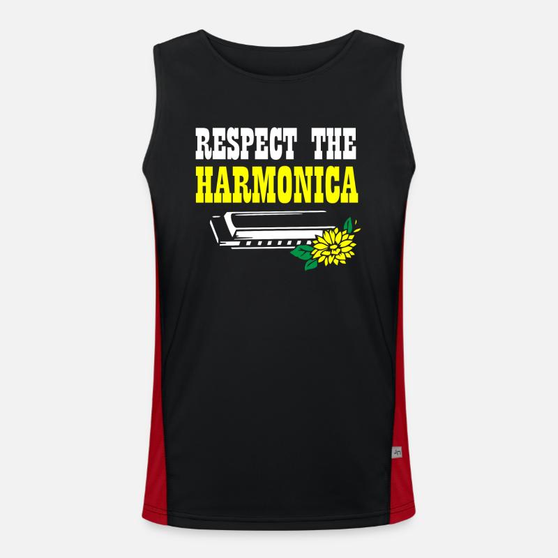 Harmonica player, Harmonica music - Men's Functional Contrast Tank Top - black/red
