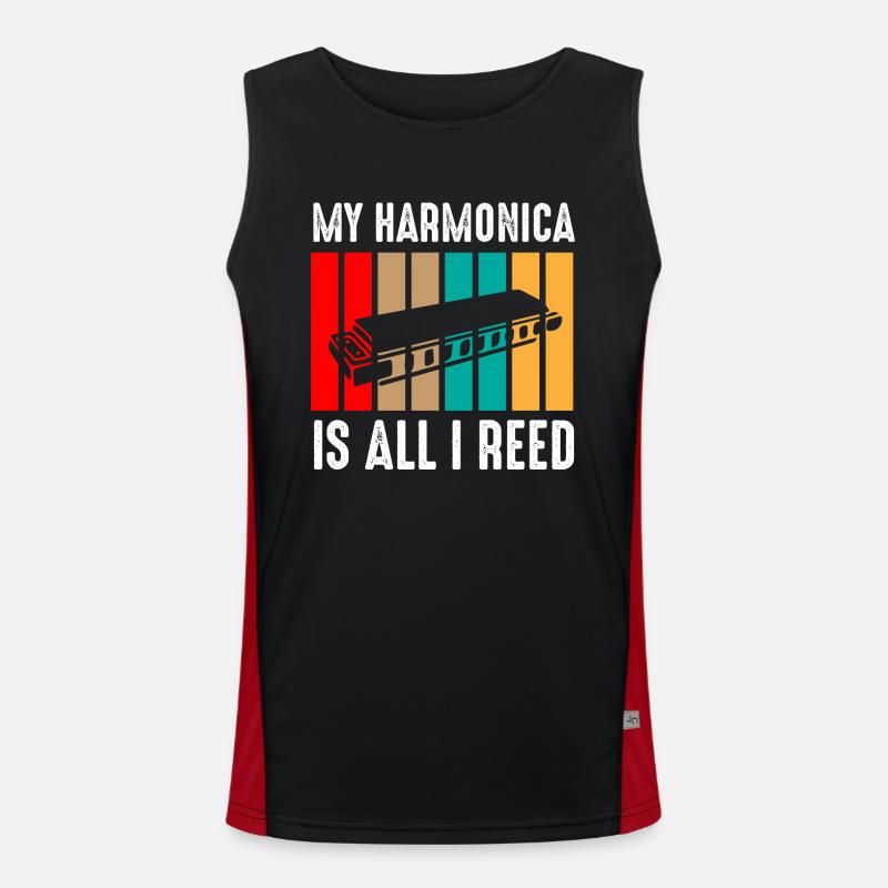 Harmonica player, Harmonica music Men's Functional Contrast Tank Top 