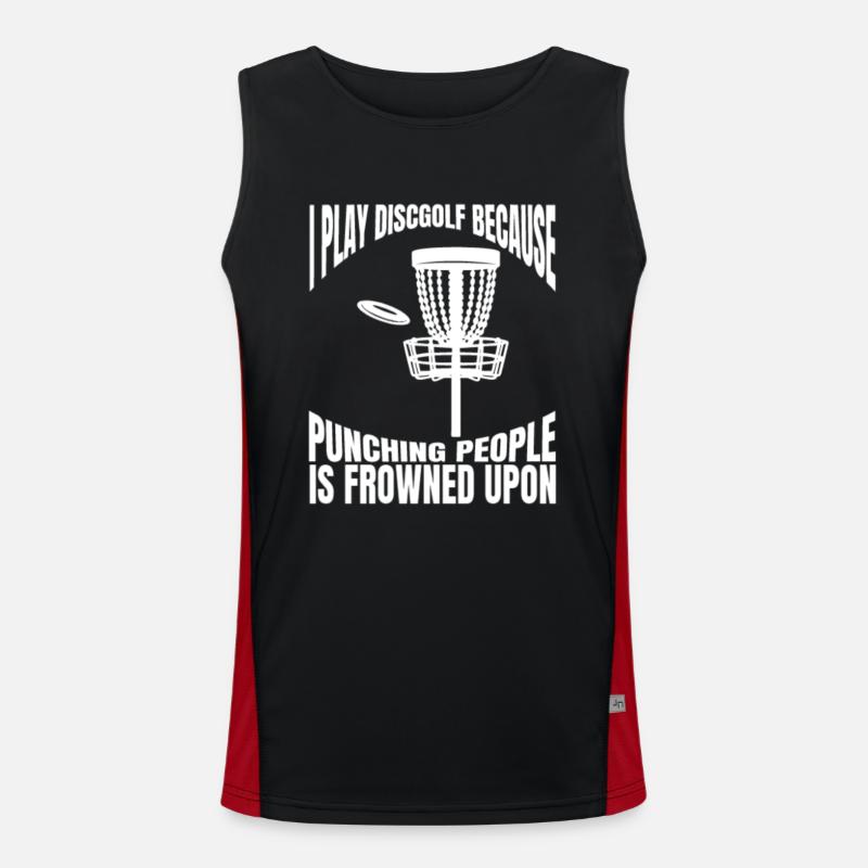 Discgolf lustige Spruch Discgolfer Discgolfspieler Funktionelles Kontrast-Tank Top für Männer 