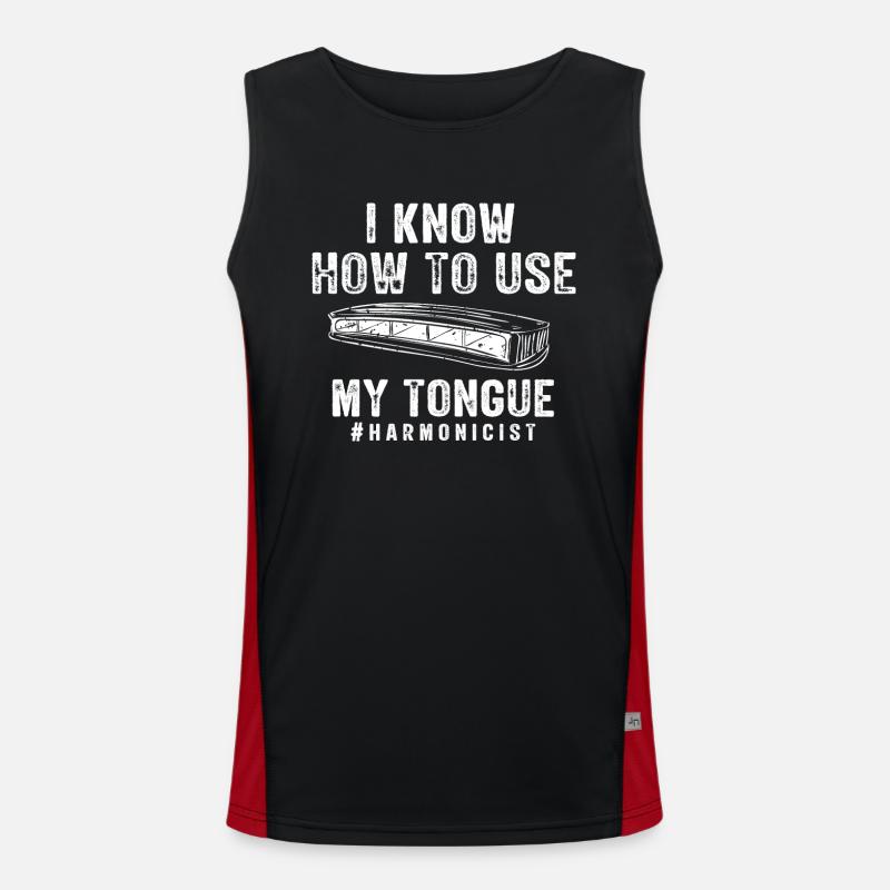 Harmonica player, Unny harmonica Men's Functional Contrast Tank Top 