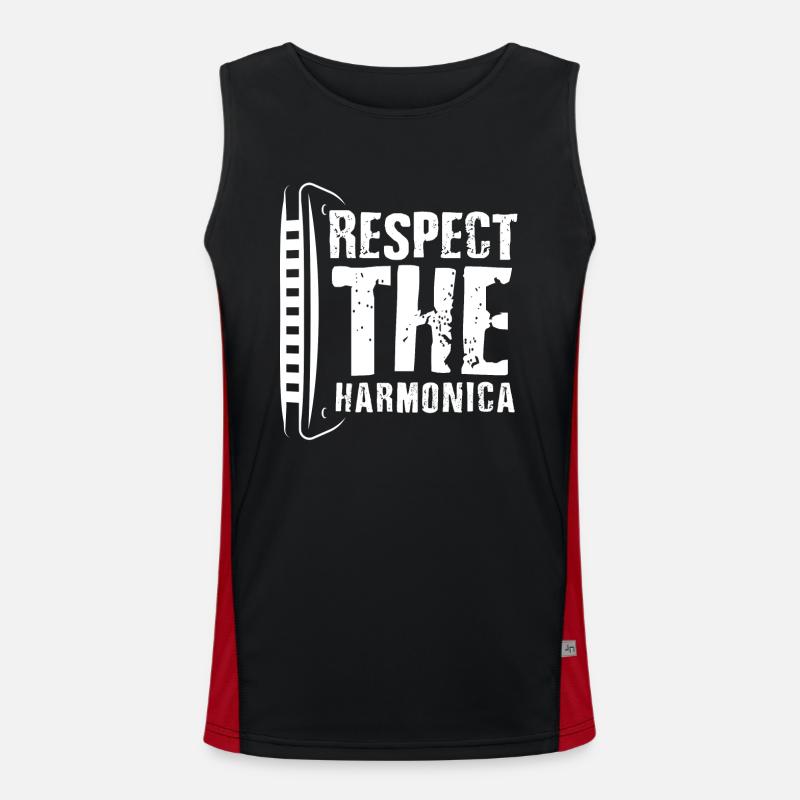 Harmonica player, Unny harmonica - Men's Functional Contrast Tank Top  - black/red