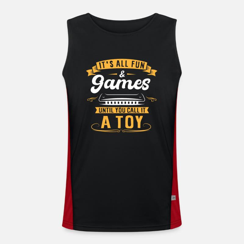 Harmonica player, Unny harmonica Men's Functional Contrast Tank Top 