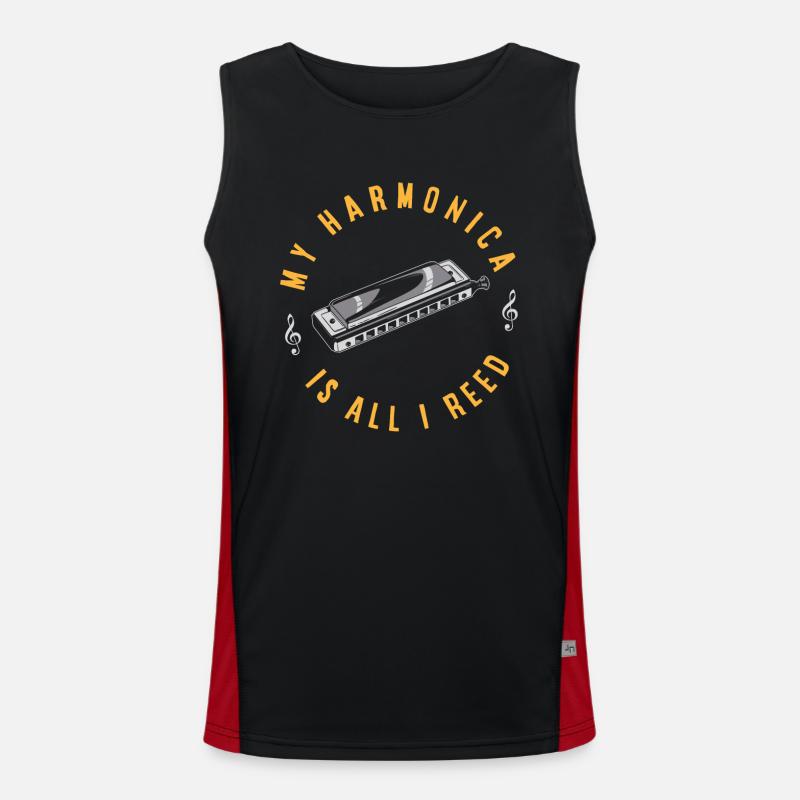 Harmonica player, Unny harmonica Men's Functional Contrast Tank Top 