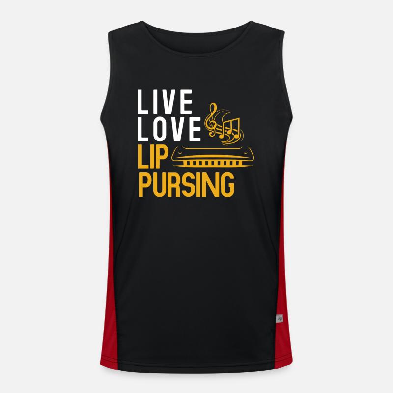 Harmonica player, Unny harmonica Men's Functional Contrast Tank Top 