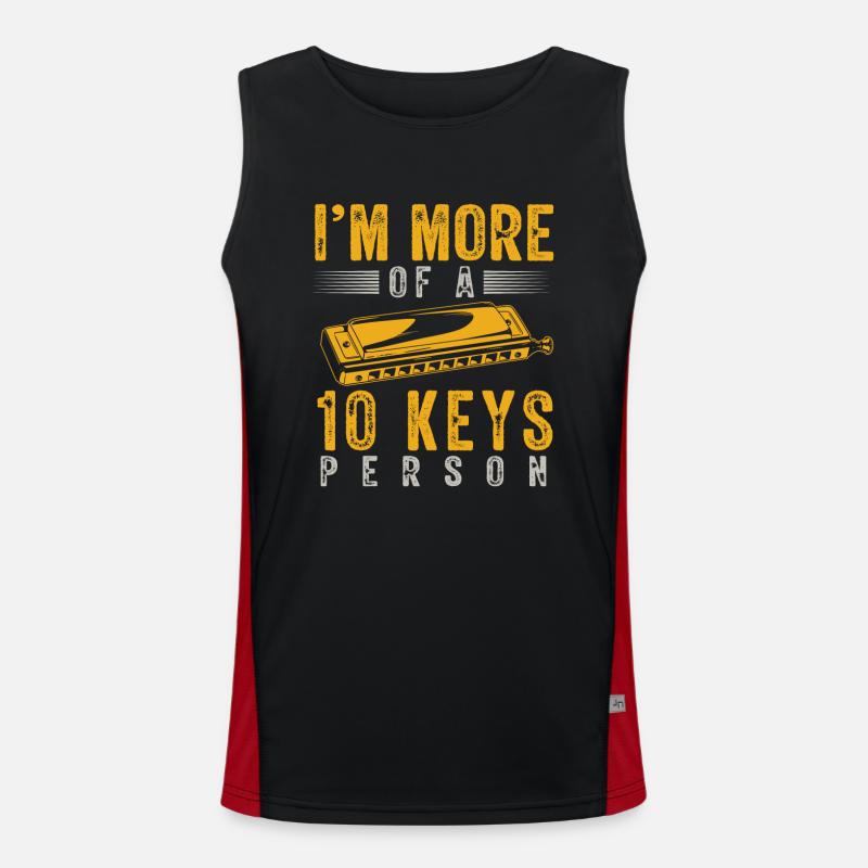 Harmonica player, Unny harmonica Men's Functional Contrast Tank Top 