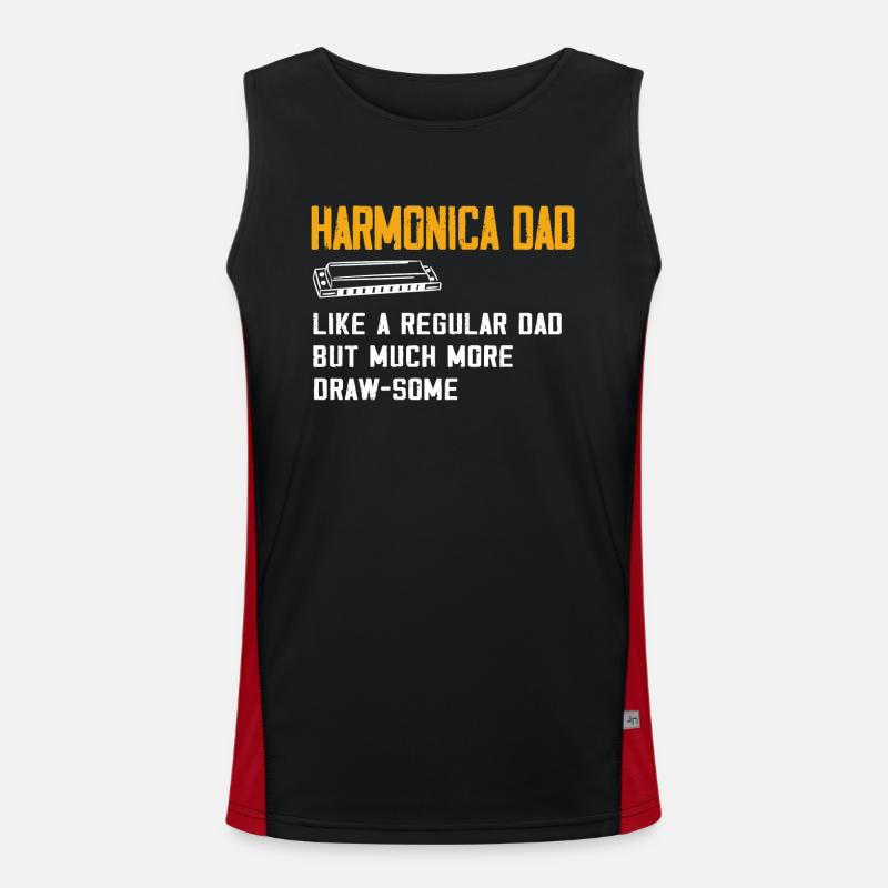 Harmonica player, Unny harmonica Men's Functional Contrast Tank Top 