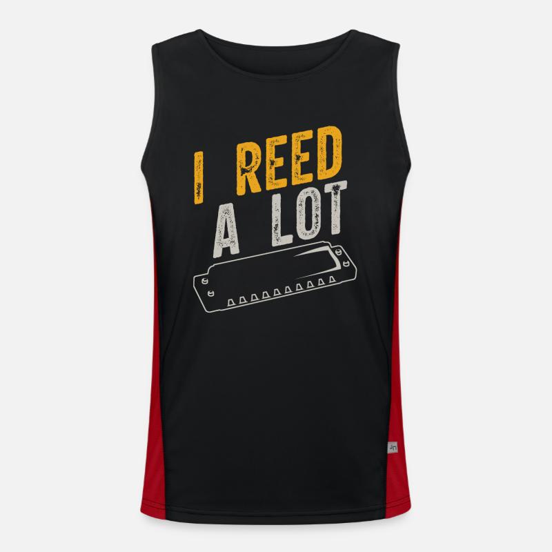 Harmonica player, Unny harmonica Men's Functional Contrast Tank Top 