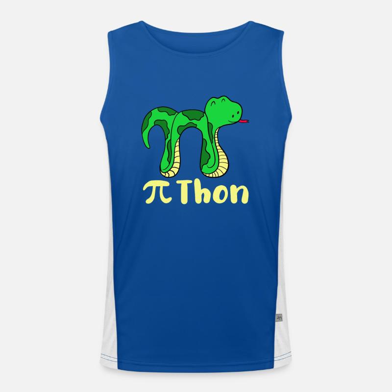 Funny snake pi day math python science joke Men's Functional Contrast Tank Top 