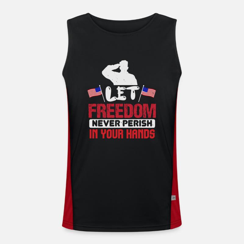 FREEDOM NEVER PERISN IN YOUR HANDS Men's Functional Contrast Tank Top 