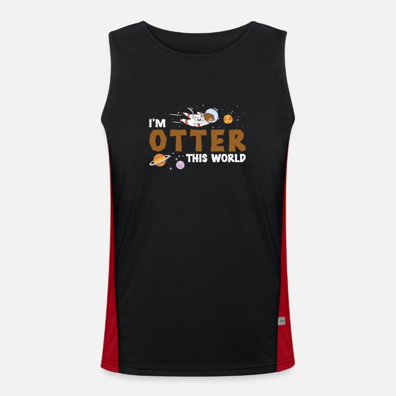 Otter This World Funny otter in space for Men's Functional Contrast Tank Top 
