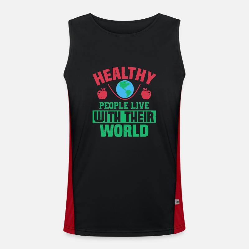 GESUNDE MENSCHEN LEBEN MIT IHRER WELT Funktionelles Kontrast-Tank Top für Männer 