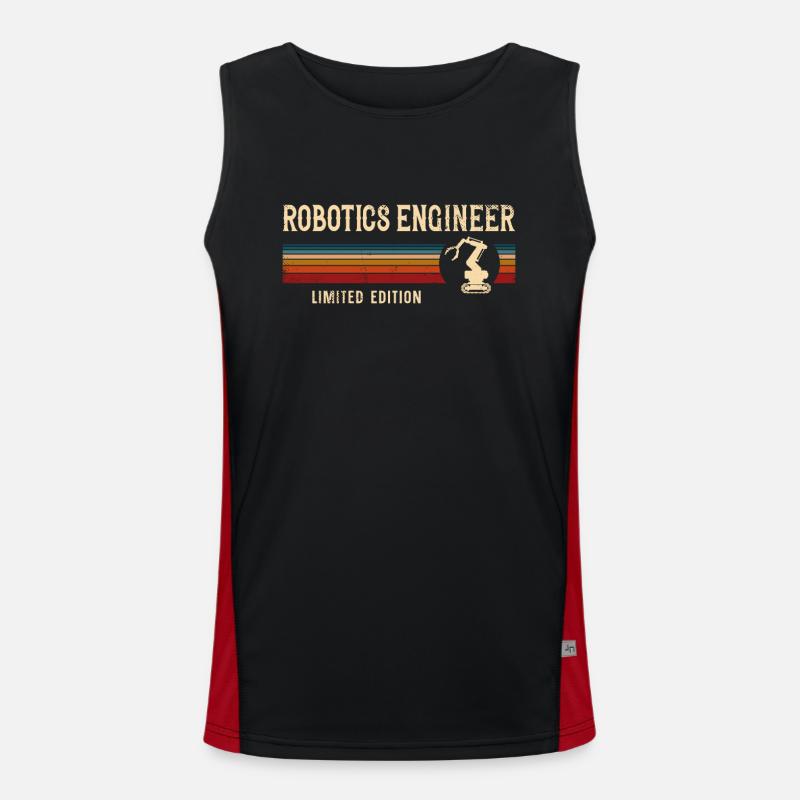 Robot Robotics Engineer Retro - Men's Functional Contrast Tank Top - black/red