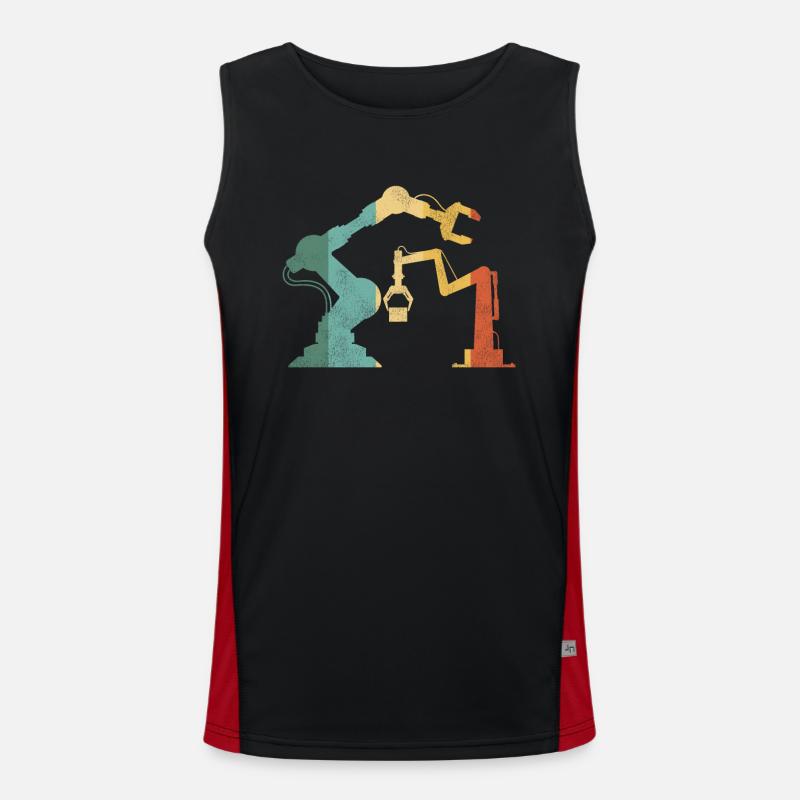 Robot Robotics Engineer Retro - Men's Functional Contrast Tank Top - black/red