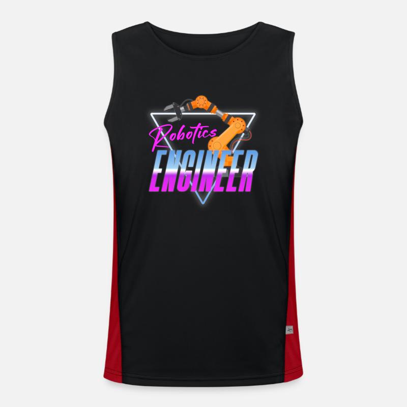 Robot Robotics Engineer Retro - Men's Functional Contrast Tank Top  - black/red