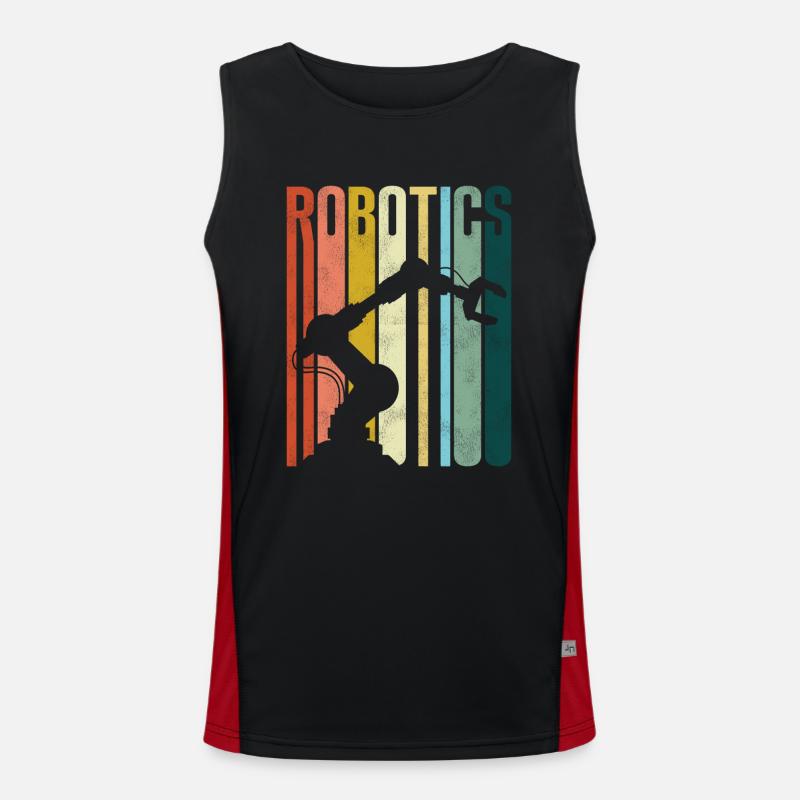 Robot Robotics Engineer Retro Funktionelles Kontrast-Tank Top für Männer 