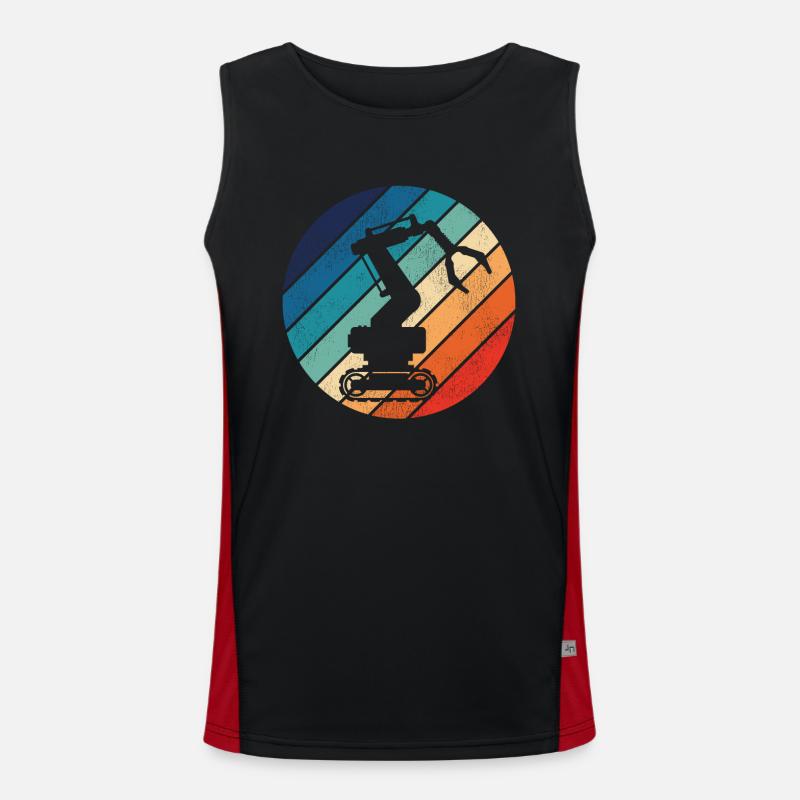 Robot Robotics Engineer Retro - Men's Functional Contrast Tank Top  - black/red