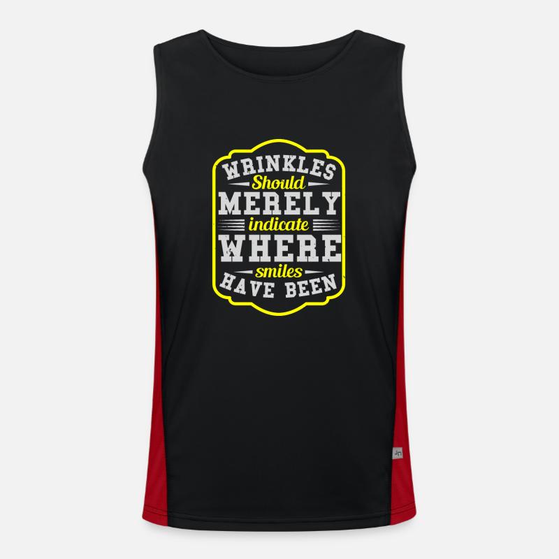 WRINKLES SHOULD MERELY INDICATE WHERE SMILES HAVE Men's Functional Contrast Tank Top 