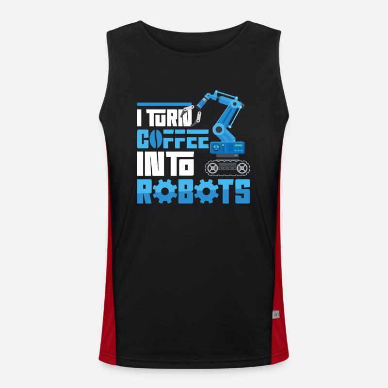 Robot Robotics Engineer Coffee I - Men's Functional Contrast Tank Top  - black/red