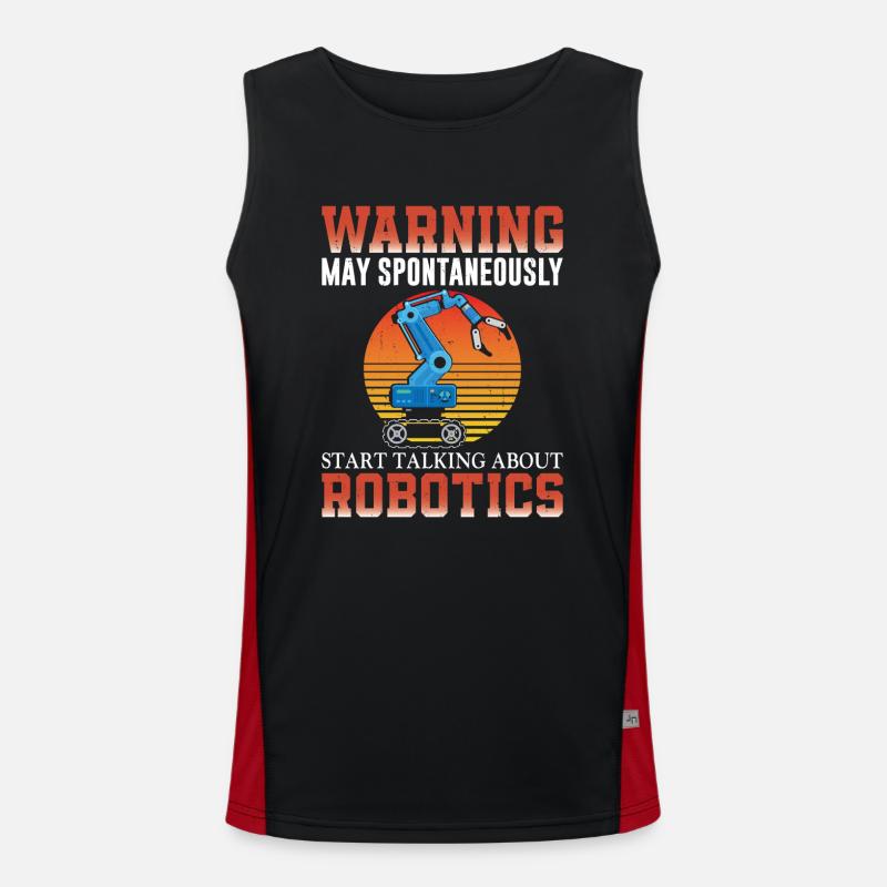 Robot Robotics Engineer Retro Funktionelles Kontrast-Tank Top für Männer 