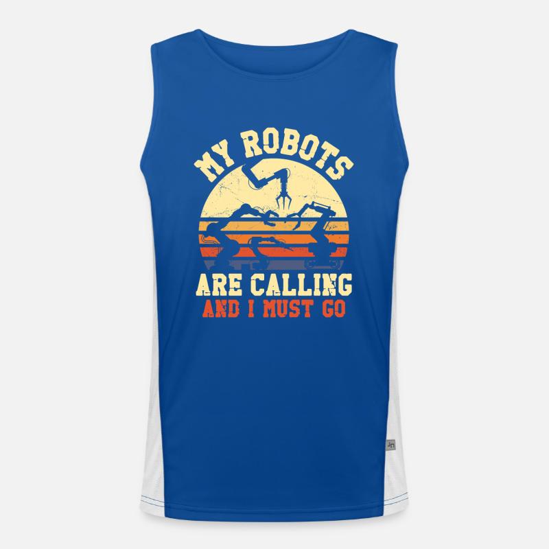 Robot Robotics Engineer Retro Funktionelles Kontrast-Tank Top für Männer 
